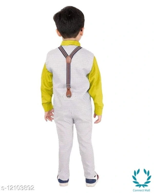 Boy's Ethnic Party Wear Shirt Waistcoat and Pant Set - 3-4 Years, Aqua, Top Fabric Bottom Fabric : Polyster, Multipack :single Add-Ons:bow Tie